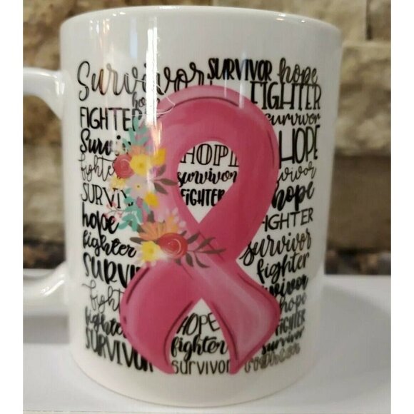 I Am Strong Pink Ribbon Survivor Coffee Mug Coffee Bar, Tea Cup ,Hot Chocolate - Picture 3 of 5